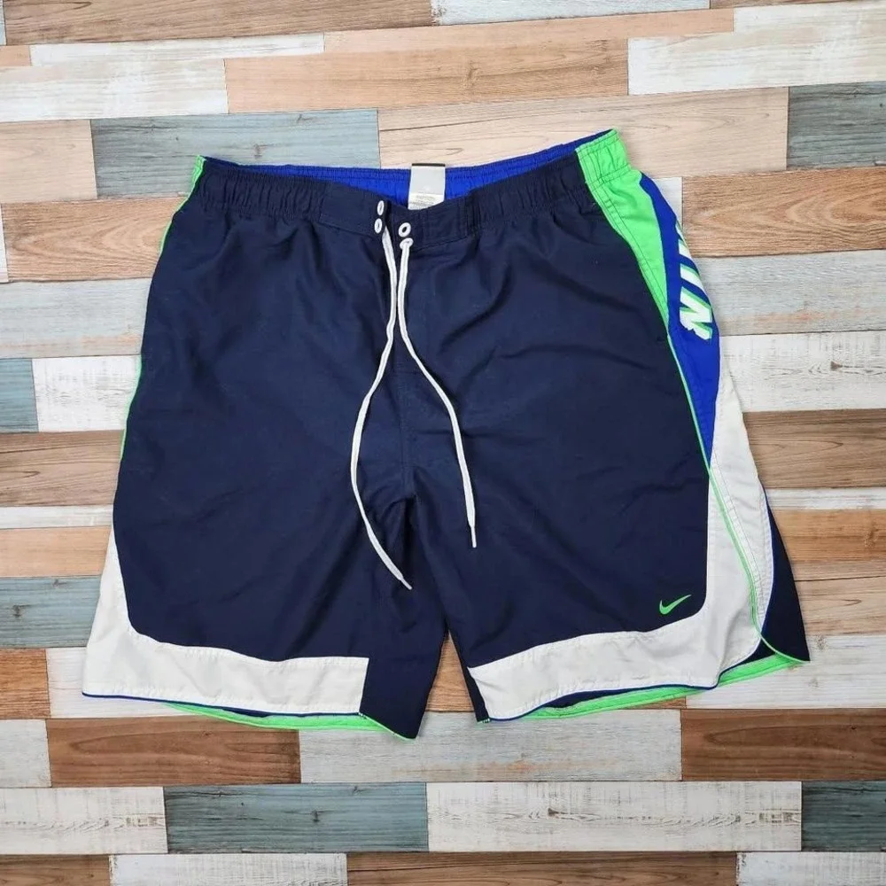 Nike Colorblock Graphic Logo Mesh‎ Lined Board/Swim Shorts Sz XL
